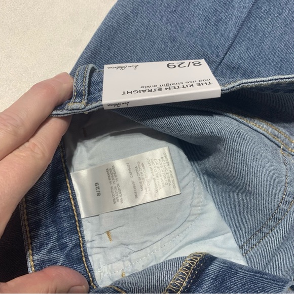 Sam Edelman The Kitten Straight Leg Raw Hem Jeans Quinn Denim Blue NWT Size 8/29 - Picture 7 of 9